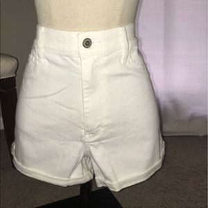 White high waisted denim shorts